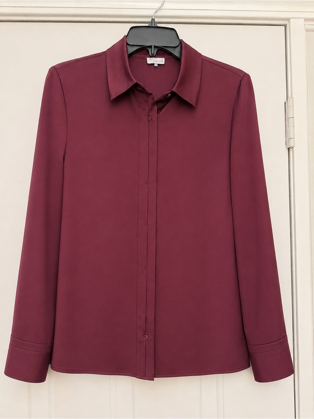 ecru Burgundy Button-Up Top